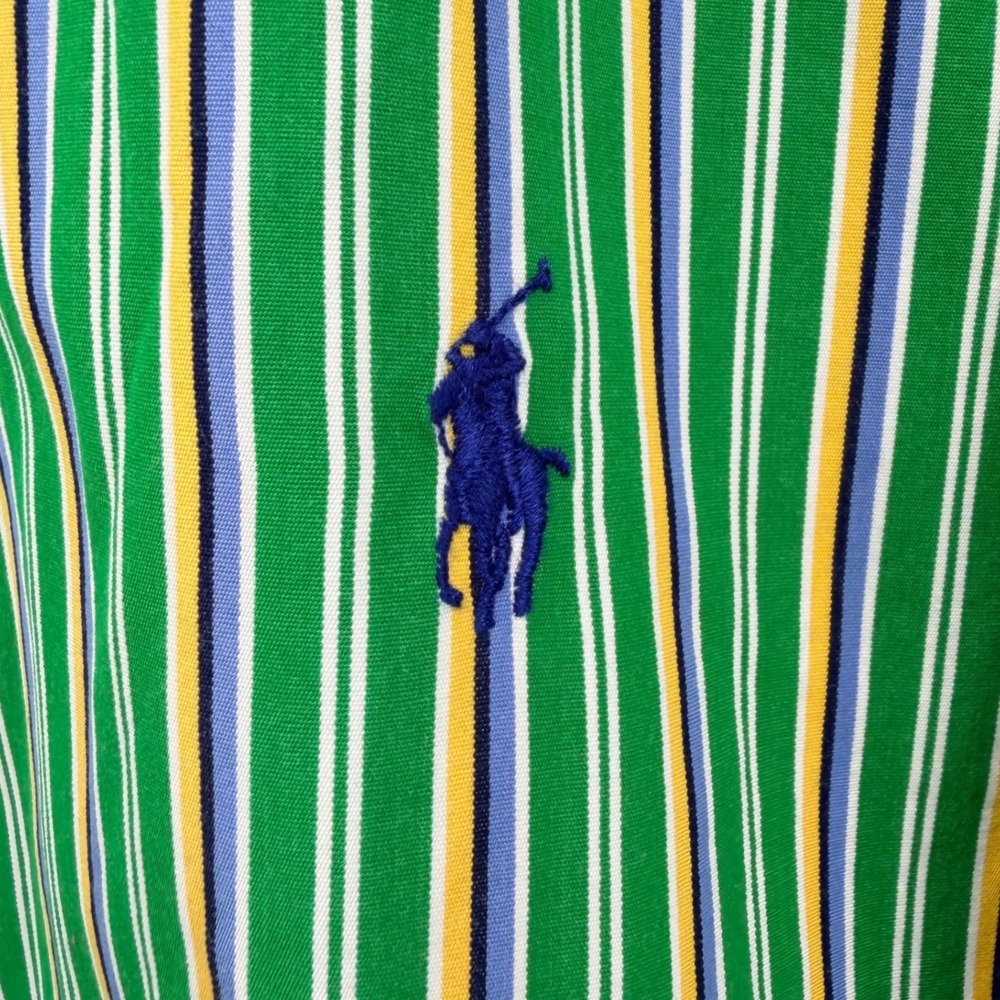 Polo Ralph Lauren Mens XL Classic Fit Striped Cotton Button Down Shirt Green - Picture 4 of 8
